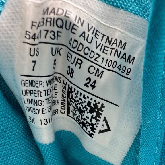 Converse All Star Sneakers blue/green Embroidered Eyelet Shoes women’s size 7 - Picture 12 of 12